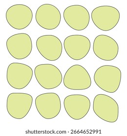 Cor abstrata da forma de bolha de ameba orgânica com ilustração de vetor de linha isolada no plano de fundo transparente. Conjunto de elementos gráficos em forma de borrão redondo irregular. Quedas de rabiscar com círculo de contorno EPS10
