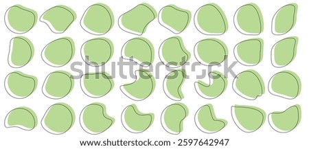 Organic amoeba blob shape abstract green color with line vector illustration isolated on transparent background. Organic Green shape with fluid and irregular form. Abstract blob and amoeba figure.