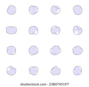 Organic amoeba blob shape with line vector illustration on white background. Round abstract set. Trendy circle, modern banner, drop, geometric circle element, background illustration for sale signs.