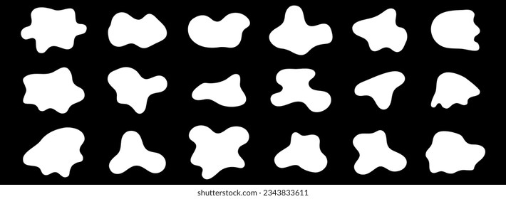 Organic amoeba blob shape vector illustration set Abstract irregular form Flat style Fluid for design and paint Simple amoeba shape Asymmetric spot Clipart of bubble blotch, deform drip