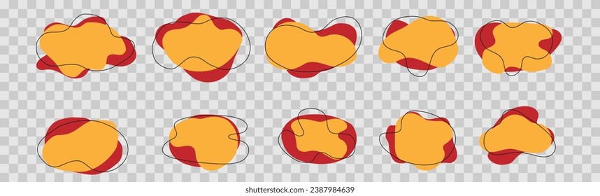 Dibujo vectorial con forma de blob de ameba orgánica Resumen de forma irregular Estilo plano Fluido para diseño y pintura Forma de ameba simple Mancha asimétrica Forma de arco de burbujas, goteo de deforma