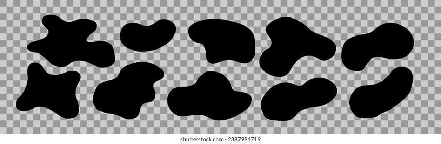 Dibujo vectorial con forma de blob de ameba orgánica Resumen de forma irregular Estilo plano Fluido para diseño y pintura Forma de ameba simple Mancha asimétrica Forma de arco de burbujas, goteo de deforma