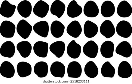 Organic amoeba blob shape vector illustration set  Black wavy liquid blobs. Amorphous random irregular blobs.