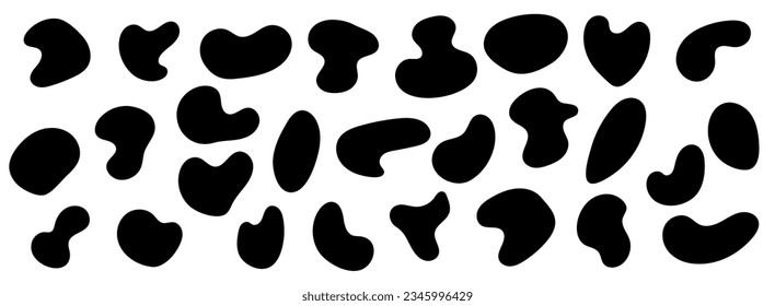 Organic amoeba in the form of a drop. Set of graphic elements of irregular round shape. Drops doodles. Contemporary banner.