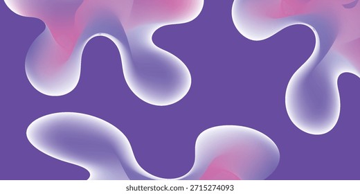 Blobs orgánicos y amorfos con suaves transiciones de tonos rosa, púrpura y blanco, creando un efecto etéreo de ensueño.