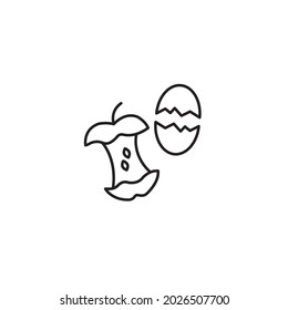 Ilustración orgánica, manzana, huevo, clasificación de basura simple de línea delgada icono vector