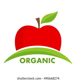 Organic Apple Logo Or Icon. Vector Illustration