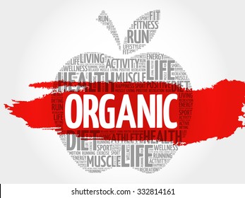 Organic apple word cloud concept