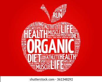 Organic apple word cloud concept