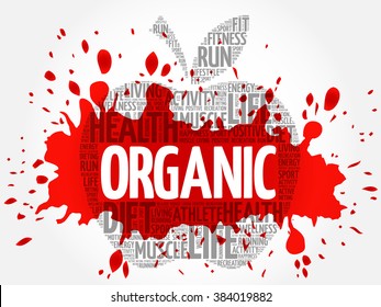Organic apple word cloud concept