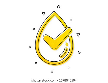 Organic approved sign. Dermatologically tested icon. No synthetic symbol. Yellow circles pattern. Classic dermatologically tested icon. Geometric elements. Vector