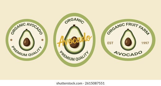 Organic Avocado Fruit Labels Stickers Collection