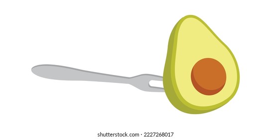 Vocado orgánico sobre ícono plano de horquilla Nutrición equilibrada