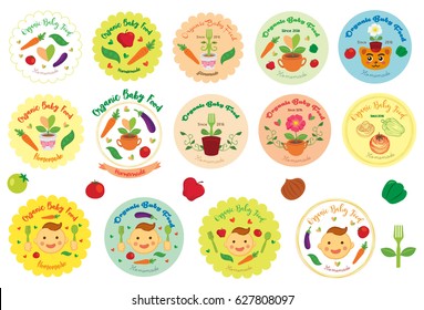 Organic Baby Food Icon Badge, Emblem and Logo