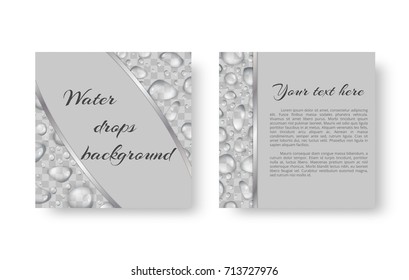 Organic background design for greeting card, leaflets with bright drops of dew for environmental protection measures