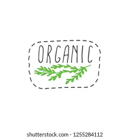 Organic Badges vector. The word organic on the green emblem with a twig