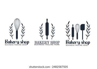 Conjunto de diseño de logotipo de panaderos orgánicos