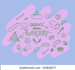organic bakery.Bakery logotypes set. Bakery icons and objects. Vector illustration.