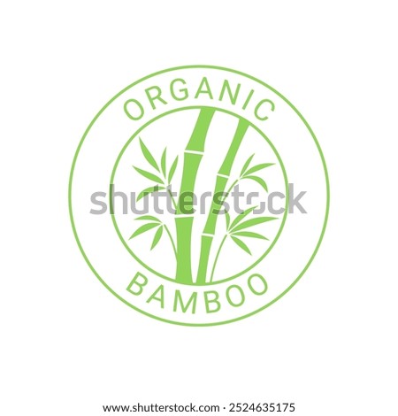 Organic bamboo circle sticker or label. Bamboo product badge. Vector flat round icon isolated on white background.