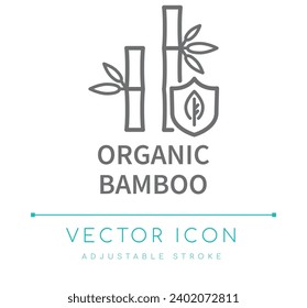 Organic Bamboo Fabric Textile Vector Line Icon