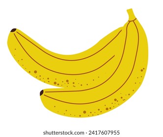 Organic bananas, tropical exotic fruit for healthy dieting and nourishment. Ripe natural aromatic snack for making desserts and smoothies. Vegans and vegetarians meal. Isolated icon vector in flat