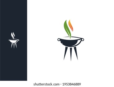organic barbecue logo design vector