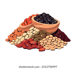 Organic beans heap, fresh and healthy icon isolated