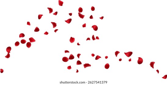 Organic beautiful aroma with red rose petals flying isolated element decorative. love day