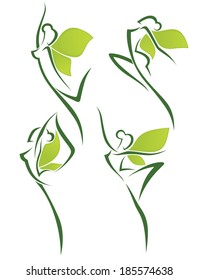 organic beauty, vector collection of abstract women in ballet pose