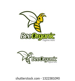 organic bee logo icon vector