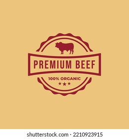 Organic Beef Label Vector or Organic Beef Stamp Isolated. The best organic beef labels or badges for your product. Best Farm animal label. The best organic beef logo vector.