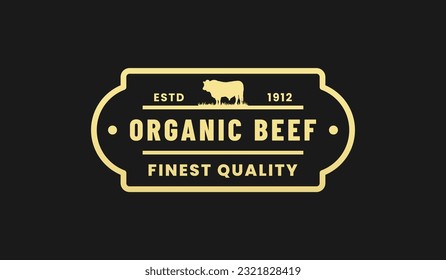 Bio-Rindfleisch-Logo oder Bio-Rindfleisch-Etikett Vector isoliert in flachem Stil. Bestes Bio-Rindfleisch-Logo für Produktverpackungsdesign. Elegantes Bio-Rindfleisch-Etikett für Verpackungsdesign.