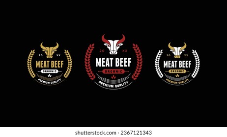 Organic Beef Logo Vector: Trendy Cattle Logo Template for Farm Animal Inspiration.