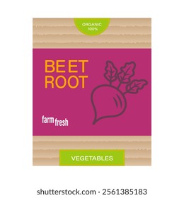 Organic beetroot label , vector illustration of vegetables with farm design.  Suitable for packaging, farmers markets or healthy food branding.