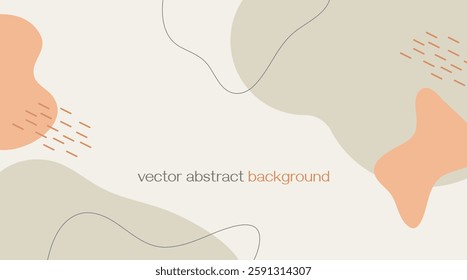 Organic beige blob shape and line frame. Abstract fluid shapes vector set, simple decoration forms
