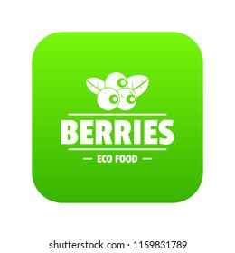 Organic berries icon green vector isolated on white background