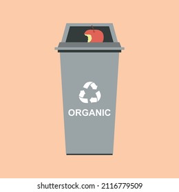 Organic Bin Cartoon Flat Vector Illustration