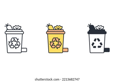 organic bin thin line icons. Vector illustration isolated on white. Editable stroke