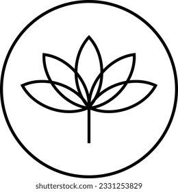 Organic, bio food line icon, outline vector sign, linear style pictogram isolated on white. Leaves in a circle, Lotus flower symbol, logo illustration. Editable stroke
