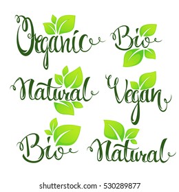 organic, bio, natural and vegan lettering for your organic food and menu logo