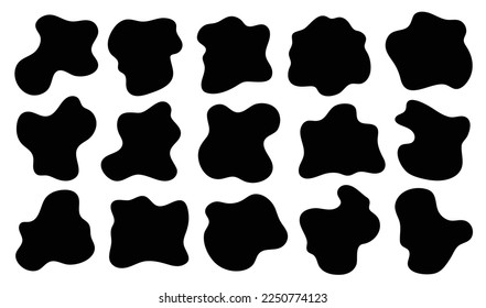 Organic black blob shape set. Abstract fluid shapes vector illustration, simple decoration forms