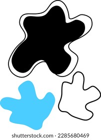 Organic black blobs irregular shape. Abstract fluid shapes vector set, simple water forms graphic flat style design fluid vector PNG