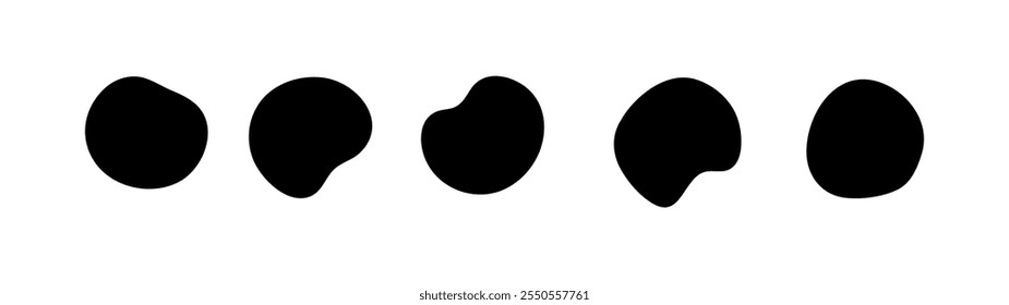 Organic black blobs irregular shape. simple water forms. Abstract fluid shapes vector set.