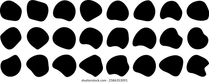 Organic black blobs of irregular shape. silhouettes design, blob icon set, Random blob shapes. Blob shape vector illustration eps 10. Abstract fluid shapes vector set, 