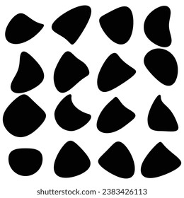Organic black blobs irregular shape.abstract elements graphic flat style design fluid vector illustration set.