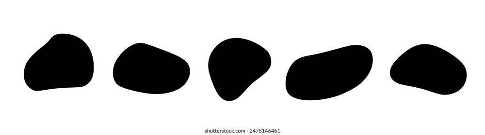 Gotas negras orgánicas de forma irregular. Conjunto de Formas abstractas de Vector, Formas simples.