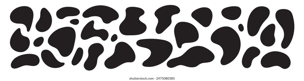 Organic black shape with fluid and irregular form. Abstract blob and amoeba figure with wavy edges. Flat vector illustration isolated on white background.