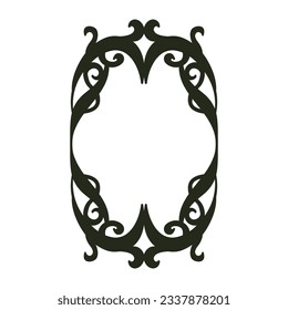 Organic black vintage art nouveau inspired oval frame decoration. Vector isolated on white background. 