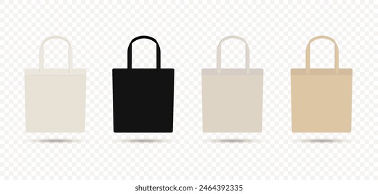 Organic blank shopping bags template on a transparent background