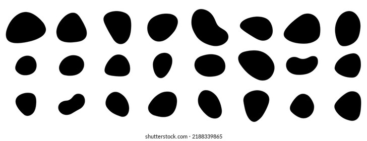 Organischer Bauch, Bart. Random blob organische geometrische runde Muster einzeln auf weißem Hintergrund. Zufällige Blöcke, inkblot.  Vektorgrafik.